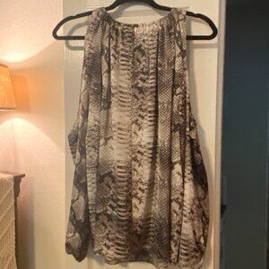 NWOT 1 State Sz 1X Snakeskin Print Silk Cold Shoulder Blouse